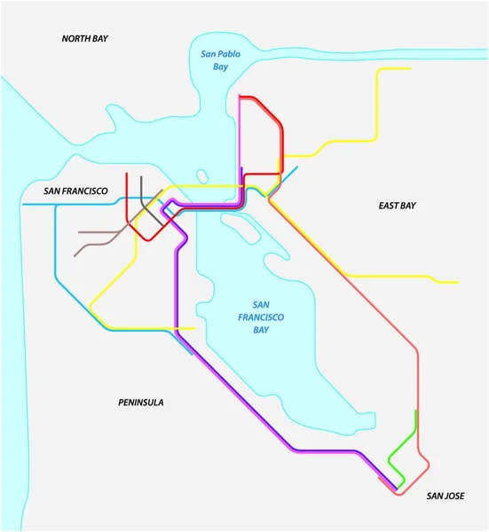 Mapa Metro São Francisco Área Baía Califórnia —  Vetores de Stock