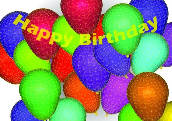 白い背景に孤立した幸せな誕生日気球は — ストックベクタ