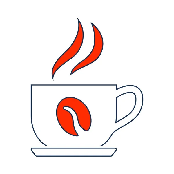 Icoana Cafea Linie Subțire Design Umplere Roșie Vector Illustration — Vector de stoc