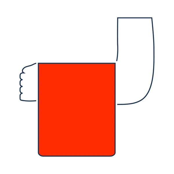 服务员手与毛巾的图标 细线与红色填充设计 矢量插图 — 图库矢量图片