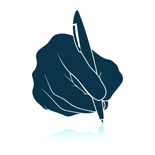 Hand Mit Stift Symbol Design Der Schattenreflexion Vektorillustration — Stockvektor
