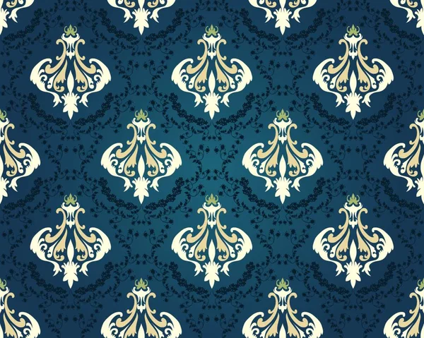 Безшовный Шаблон Дамаска Дизайн Elegant Стиле Королевского Барокко Цветочный Вихревой — стоковый вектор