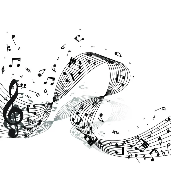 Diseño Musical Music Staff Elements Treble Clef Notes Copy Space — Vector de stock