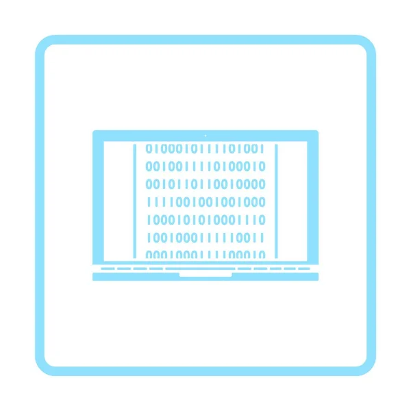 Laptop Mit Binärcode Symbol Blaues Rahmendesign Vektorillustration — Stockvektor