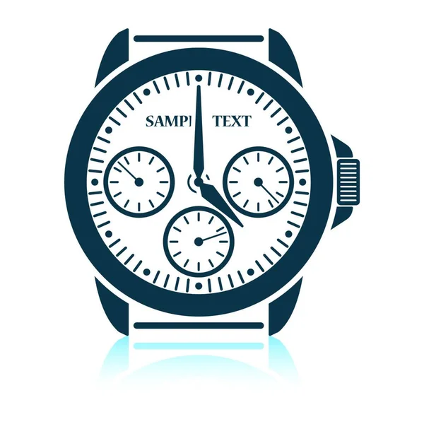 Icono Relojes Diseño Reflejo Sombra Ilustración Vectorial — Vector de stock