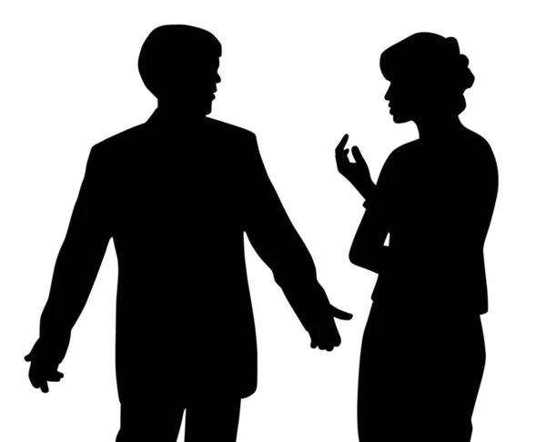 Illustration Silhouette Homme Une Femme Disputant Couple Avec Des Problèmes — Image vectorielle