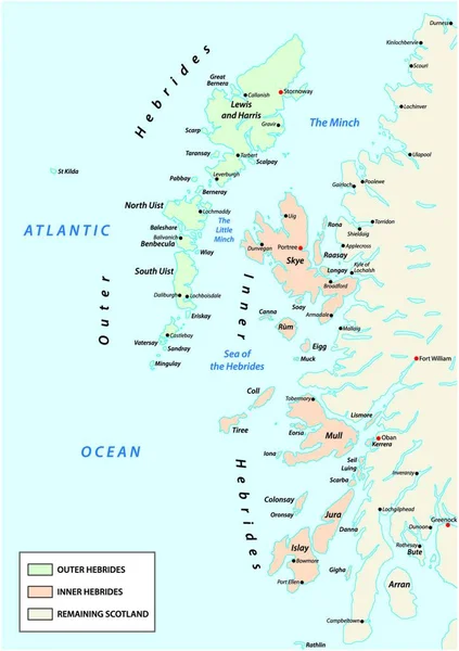 Carte Vectorielle Des Hébrides Archipel Écossais Sur Côte Nord Ouest — Image vectorielle