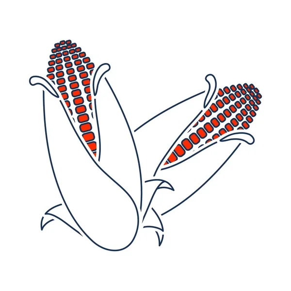 玉米Icon 红色填充设计的细线 病媒图解 — 图库矢量图片