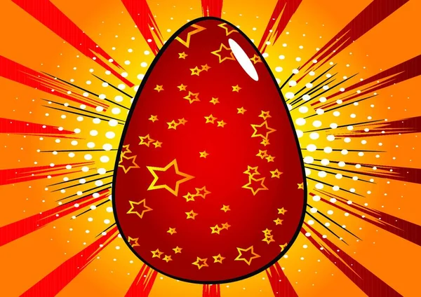 Vector Dibujos Animados Huevo Pascua Rojo Signo Vacaciones Ilustrado Fondo — Vector de stock