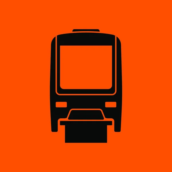 Einschienenbahn Symbol Frontansicht Schwarz Auf Orangenem Hintergrund Vektorillustration — Stockvektor