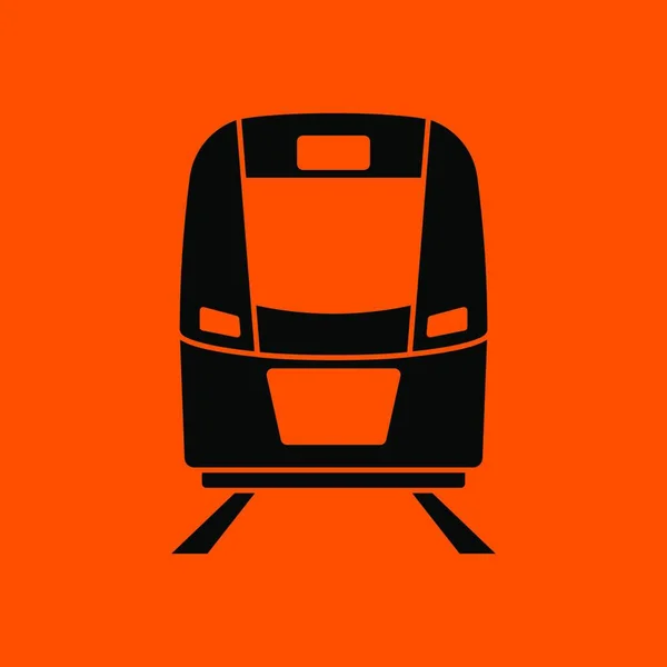 Tåg Ikonen Framifrån Svart Orange Bakgrund Vektorillustration — Stock vektor