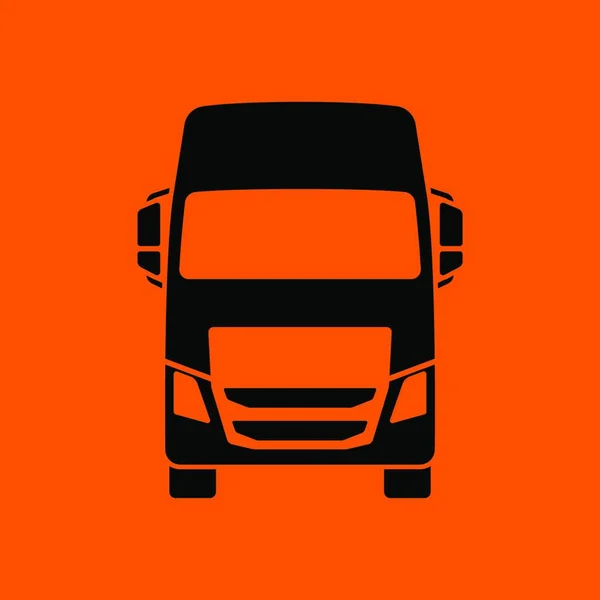 Lkw Symbol Frontansicht Schwarz Auf Orangenem Hintergrund Vektorillustration — Stockvektor