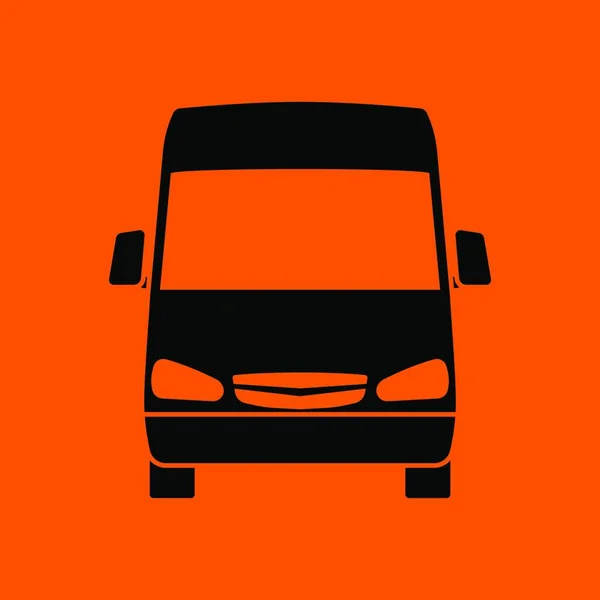 Vista Frontale Dell Icona Del Furgone Nero Sfondo Arancione Illustrazione — Vettoriale Stock