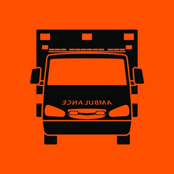 Die Frontansicht Eines Krankenwagens Schwarz Auf Orangenem Hintergrund Vektorillustration — Stockvektor