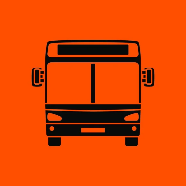 Die Frontansicht Des Stadtbusses Schwarz Auf Orangenem Hintergrund Vektorillustration — Stockvektor