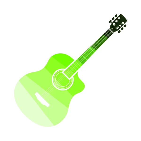 Akustik Gitar Simgesi Düz Renk Tasarımı Vektör Llüstrasyonu — Stok Vektör