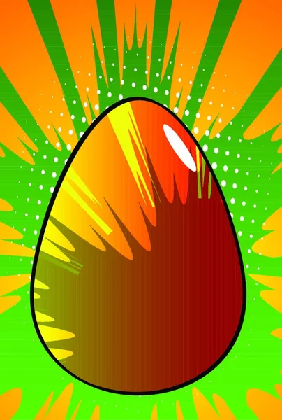 Vector Cartoon Colored Easter Egg Illustrated Holiday Sign Comic Book — Stock Vector