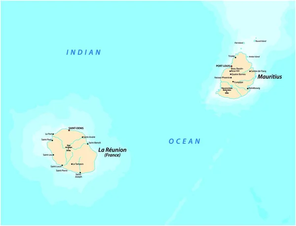 Vektorkarte Der Mascara Inseln Réunion Und Martinique — Stockvektor