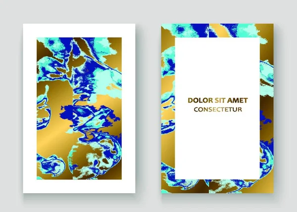 Luxusně Modrý Mramor Umělecký Návrh Pozvánky Svatbu Dekorační Kapalina Zlaté — Stockový vektor