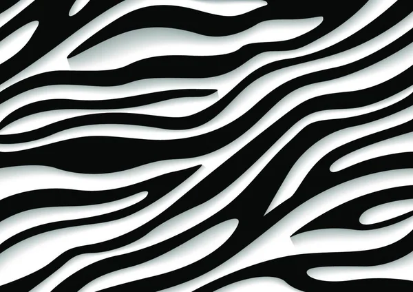 具有三维效果的黑白斑马图案 抽象插图中的动物结构背景 矢量图形 — 图库矢量图片