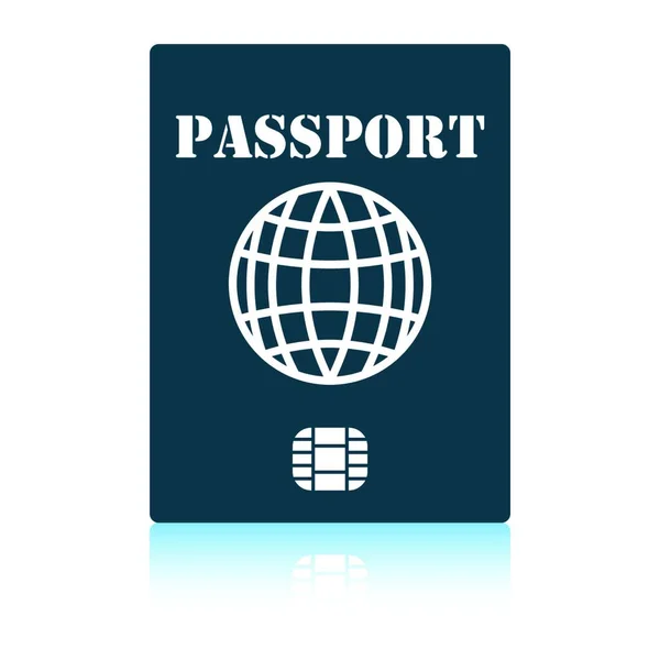 Paszport Ikoną Chip Cień Odbicie Projekt Ilustracja Wektorowa — Wektor stockowy