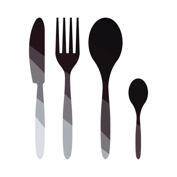 Значок Набору Срібного Посуду Плоский Дизайн Кольорів Векторні Ілюстрації — стоковий вектор