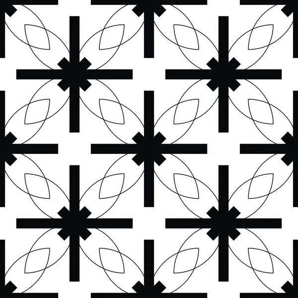 Kusursuz Geometrik Siyah Beyaz Soyut Desen — Stok Vektör