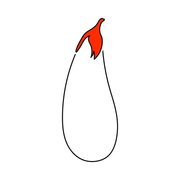 Eggplant Icon Thin Line Orange Fill Design Vector Illustration — Stock Vector