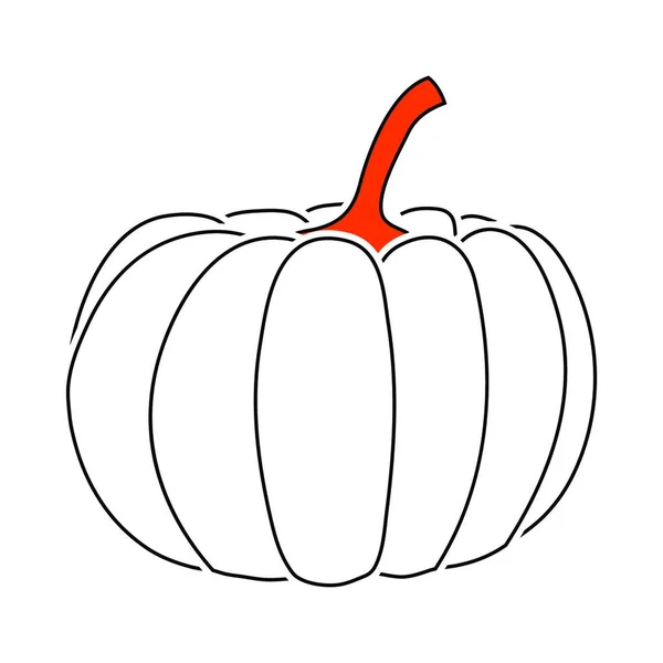 Icono Calabaza Línea Delgada Con Diseño Relleno Naranja Ilustración Vectorial — Vector de stock