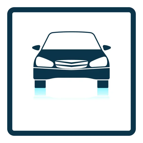 Sedan Car Icon Front View Square Shadow Reflection Design Vector — Stock Vector