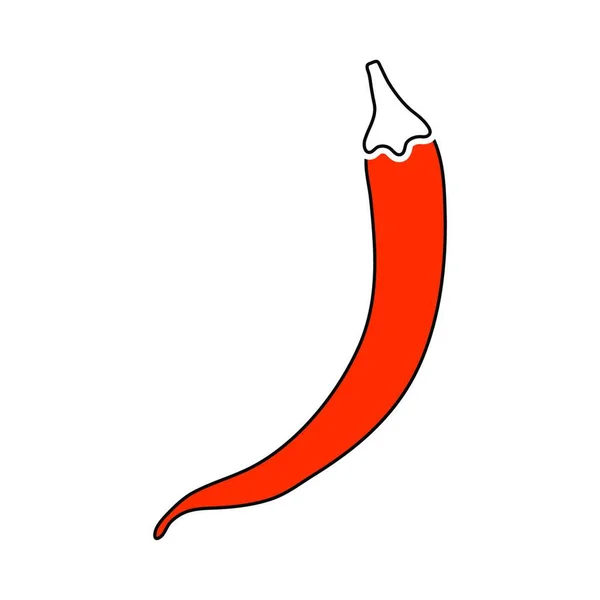 Ikona Papryki Chili Cienka Linia Pomarańczowym Wypełnieniem Ilustracja Wektorowa — Wektor stockowy