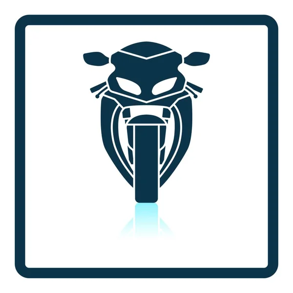 Motorfiets Icoon Vooraanzicht Vierkante Schaduw Reflectie Ontwerp Vector Illustratie — Stockvector
