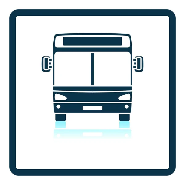 Вид Спереду Міський Автобус Квадратний Дизайн Відбиття Тіней Векторна Ілюстрація — стоковий вектор