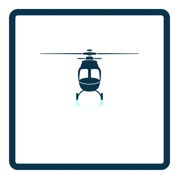 Helikopter Pictogram Vooraanzicht Vierkante Schaduw Reflectie Ontwerp Vector Illustratie — Stockvector