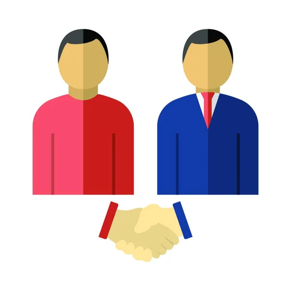 Two Man Making Deal Icon Flat Color Design Vector Illustration — Stock Vector
