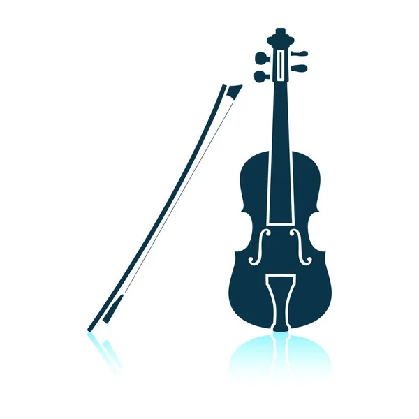 Icona Del Violino Progettazione Del Riflesso Ombra Illustrazione Vettoriale — Vettoriale Stock