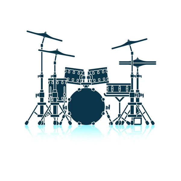 Drum Pictogram Instellen Schaduw Reflectie Ontwerp Vectorillustratie — Stockvector