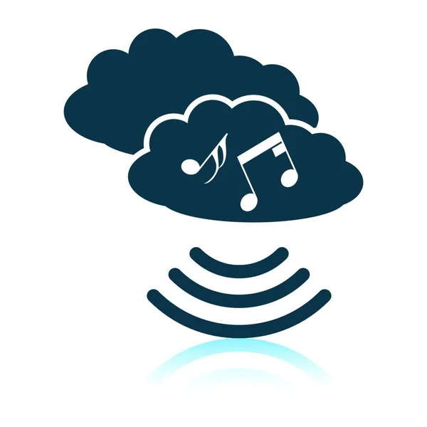 Icono Nube Musical Diseño Reflejo Sombra Ilustración Vectorial — Vector de stock