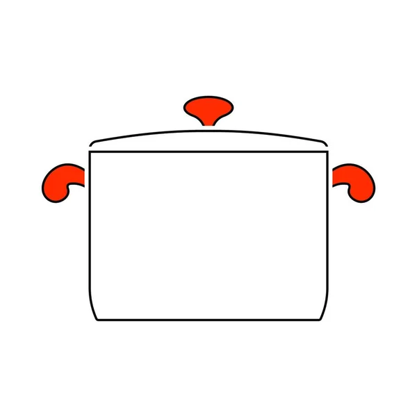Cucina Pan Icon Linea Sottile Con Disegno Riempimento Arancione Illustrazione — Vettoriale Stock