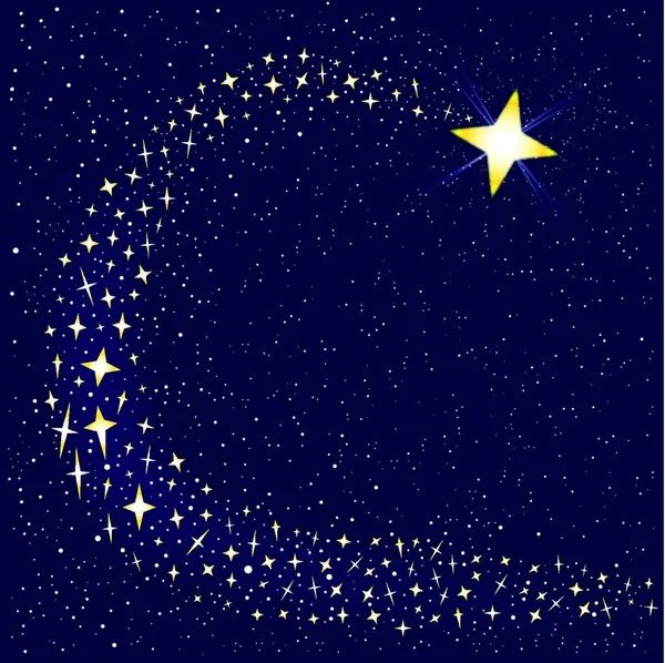Падающая Звезда Окружена Несколькими Звёздными Скоплениями — стоковый вектор