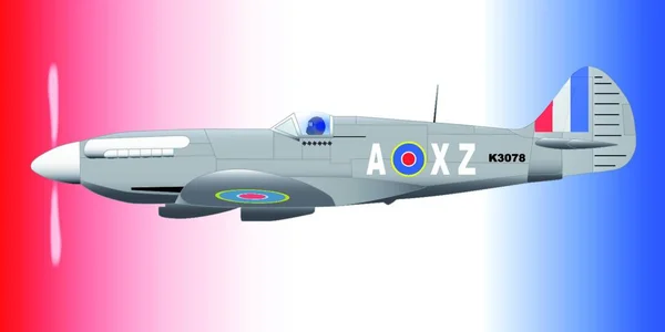 Avion Chasse Supermarine Seconde Guerre Mondiale Spitfire Mark Xiv Patrouille — Image vectorielle