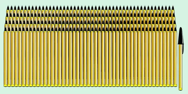 Sarı Kalemler Siyah Başlıklı Biri Komuta Ediyor — Stok Vektör