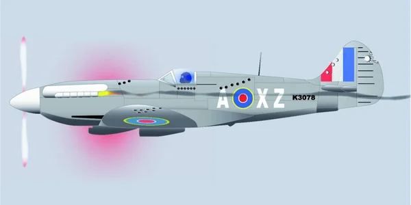 Avião Caça Supermarine Segunda Guerra Mundial Spitfire Mark Xiv Retornando — Vetor de Stock