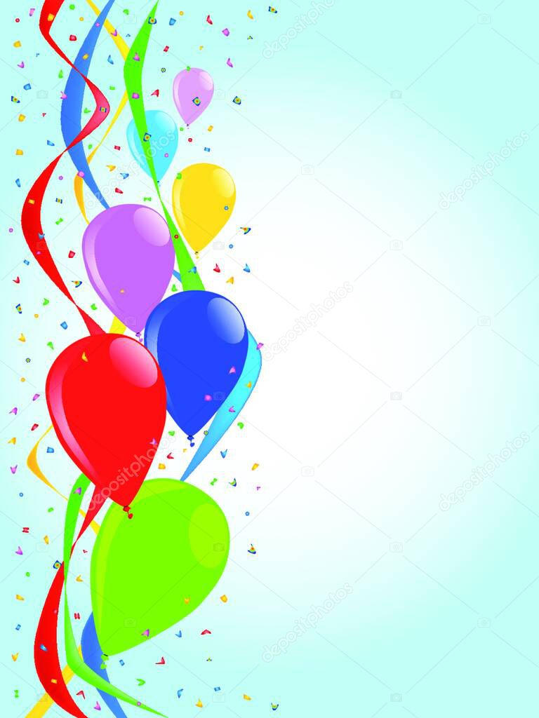 Globos Multicolores Confeti Serpentinas Una Imagen Fiesta Vector de stock  por ©PantherMediaSeller 352329166, image size:768x1024