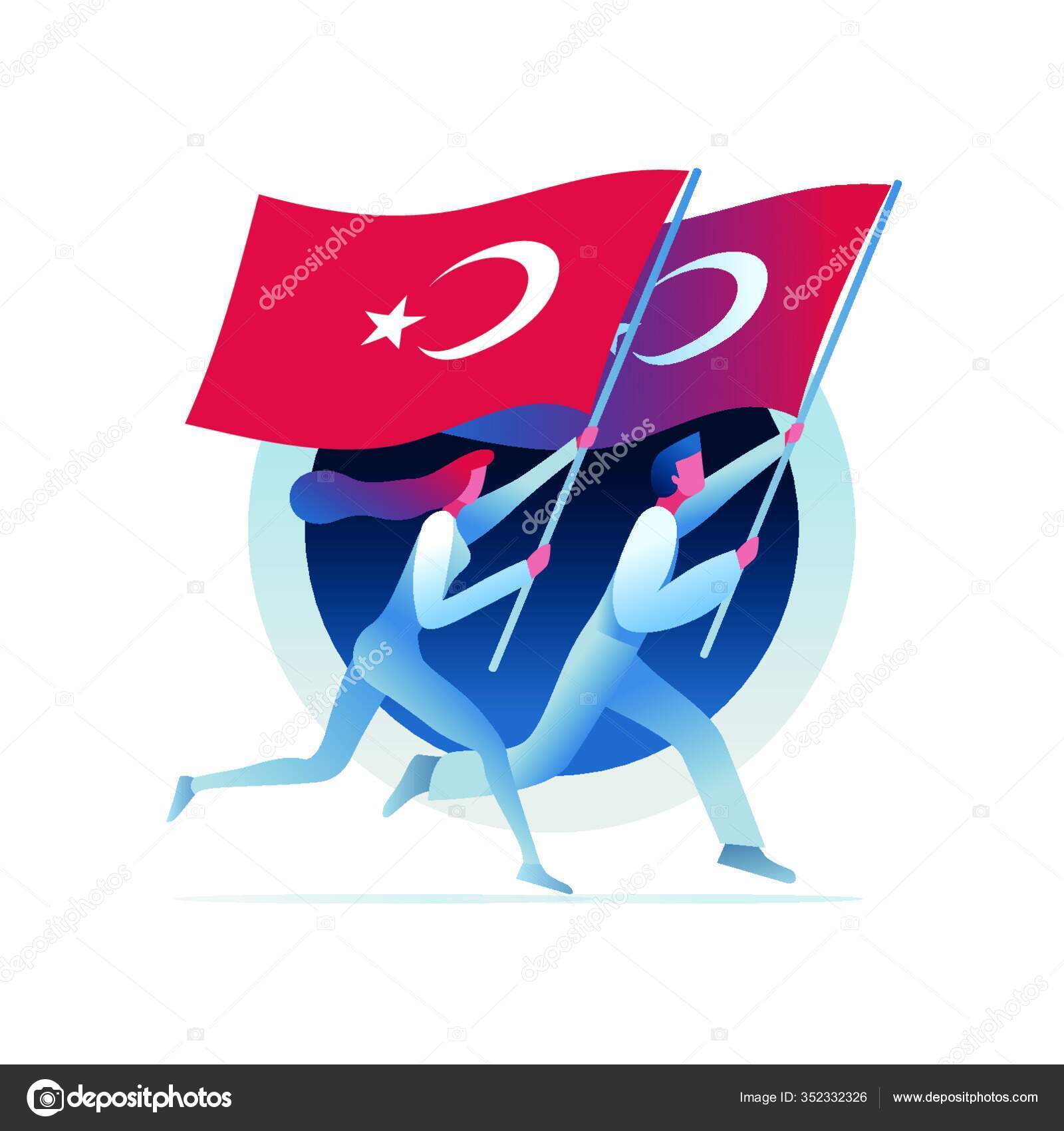 Man Woman Running Turkish Flags Vector Concept Illustration Stock Vector by ©PantherMediaSeller