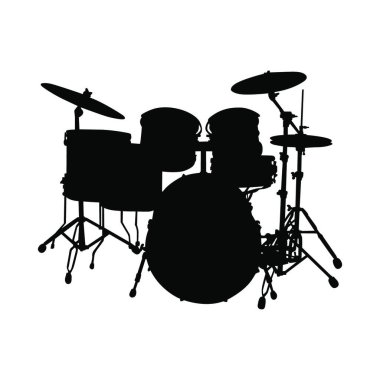 Drum Set Musical Instrument Silhouette. Vector Illustration. clipart