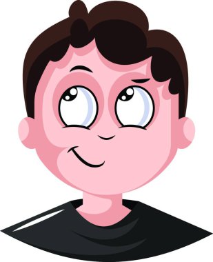 Boy in black top is unfocused illustration vector on white background clipart