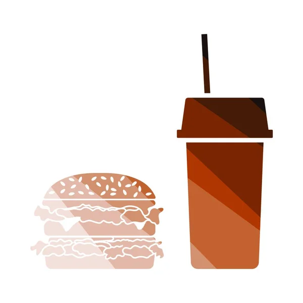 Fast Food Ikoon Vlakke Kleur Ontwerp Vector Illustratie — Stockvector