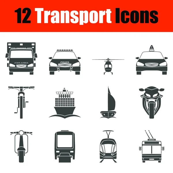 Icono Transporte Conjunto Vista Frontal Diseño Plantilla Simple Ilustración Vectorial — Archivo Imágenes Vectoriales