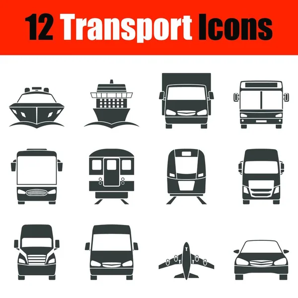 Icono Transporte Conjunto Vista Frontal Diseño Plantilla Simple Ilustración Vectorial — Archivo Imágenes Vectoriales